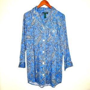 Lauren Ralph Lauren Blue Paisley Pajama Sleep Gown